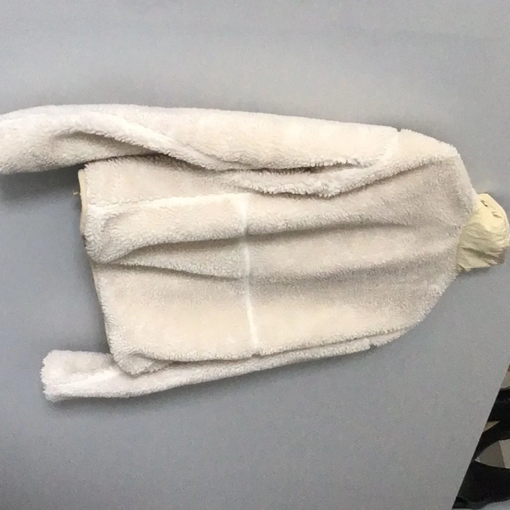 NORTH FACE cream tan neutral Sherpa cropped pullover crop jacket half zip - Picture 8 of 14